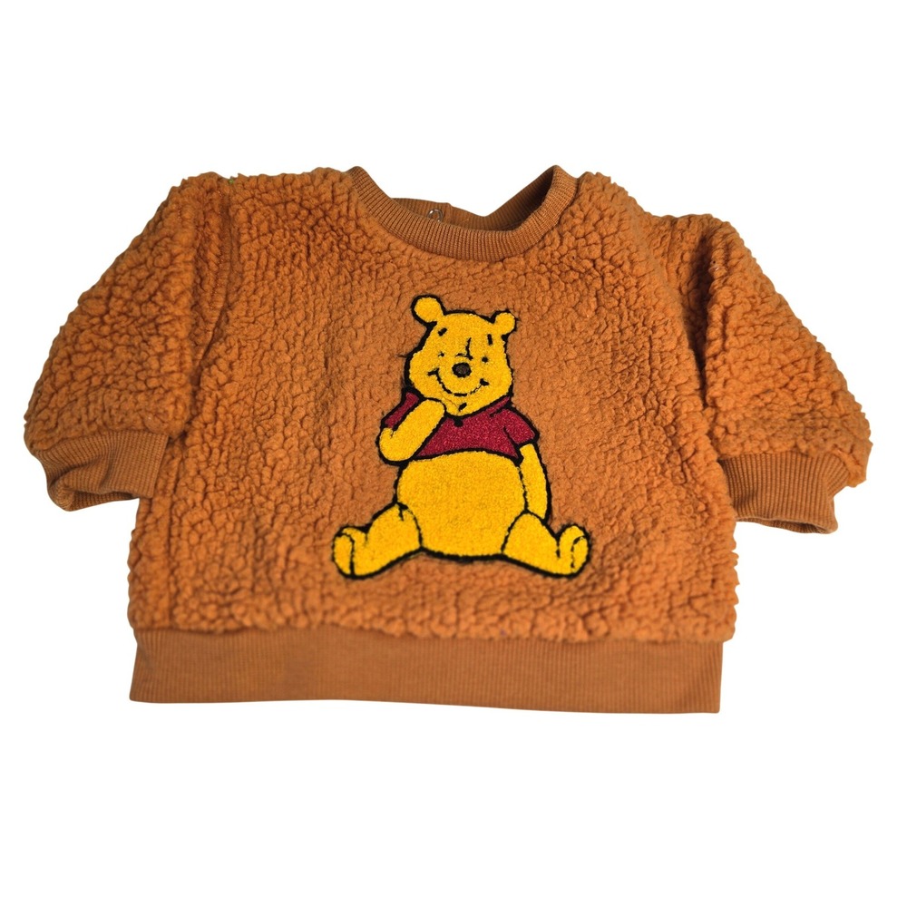 Disney Baby Winnie the Pooh Sherpa Fleece Sweatshirt Brown Cozy 0-3 Months